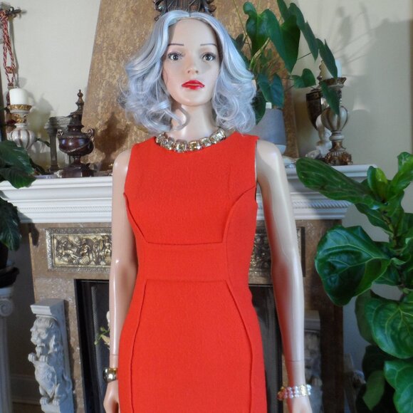 Carolina Herrera Orange Tweed Sheath Dress Size 2 - Picture 5 of 16